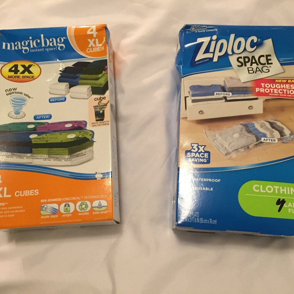 Ziploc SPACE 3 Large/Magic Bags 4 XL Vacuum Sealed Storage Bags Blankets/Clothes
